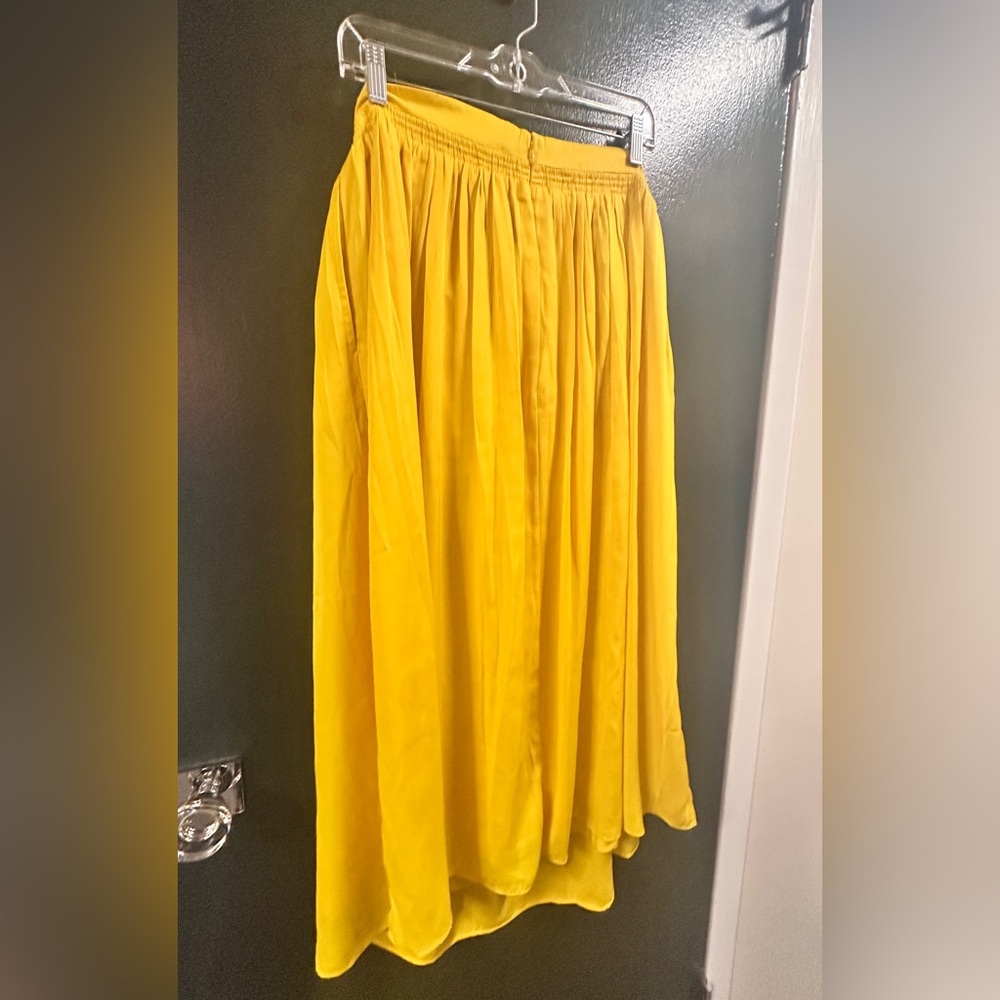 Ann Taylor Canary Yellow Midi Skirt with Gathered Waist - Picture 5 of 11